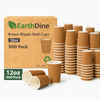 EarthDine 12oz Brown Ripple Wall Paper Cups, 500 Pack – Disposable Coffee & Beverage Cups for Hot & Cold Drinks