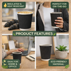 EarthDine 8oz Black Ripple Wall Paper Cups, 500 Pack – Disposable Cups for Hot & Cold Beverages, Coffee, Tea & Events