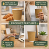 EarthDine 12oz Brown Ripple Wall Paper Cups, 500 Pack – Disposable Coffee & Beverage Cups for Hot & Cold Drinks