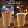 EarthDine 8oz Brown Ripple Wall Paper Cups, 500 Pack – Disposable Cups for Hot & Cold Beverages, Coffee, Tea & Events