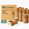 EarthDine 8oz Brown Ripple Wall Paper Cups, 500 Pack – Disposable Cups for Hot & Cold Beverages, Coffee, Tea & Events