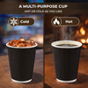 EarthDine 12oz Black Ripple Wall Paper Cups, 500 Pack – Disposable Coffee & Beverage Cups for Hot & Cold Drinks